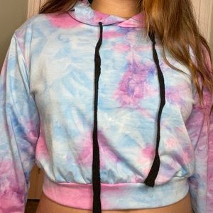 cropped tie dye hoodie